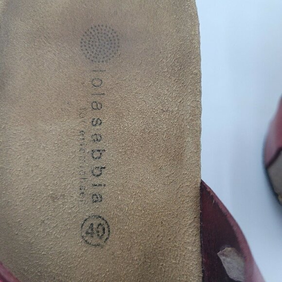 Lola Sabbia Eric Michael Liat Red Leather Double Strap Wedge Sandal Size 40 / 10 - Picture 11 of 12